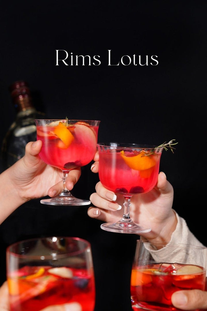 Rims Orient - Coupe Dessert/Paloma Ribbed Martini & Wine Glasses - (Lotus) - Set of 2 (270ml / 9.25oz) - BottleBuzz