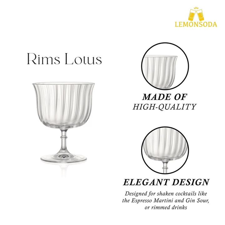 Rims Orient - Coupe Dessert/Paloma Ribbed Martini & Wine Glasses - (Lotus) - Set of 2 (270ml / 9.25oz) - BottleBuzz