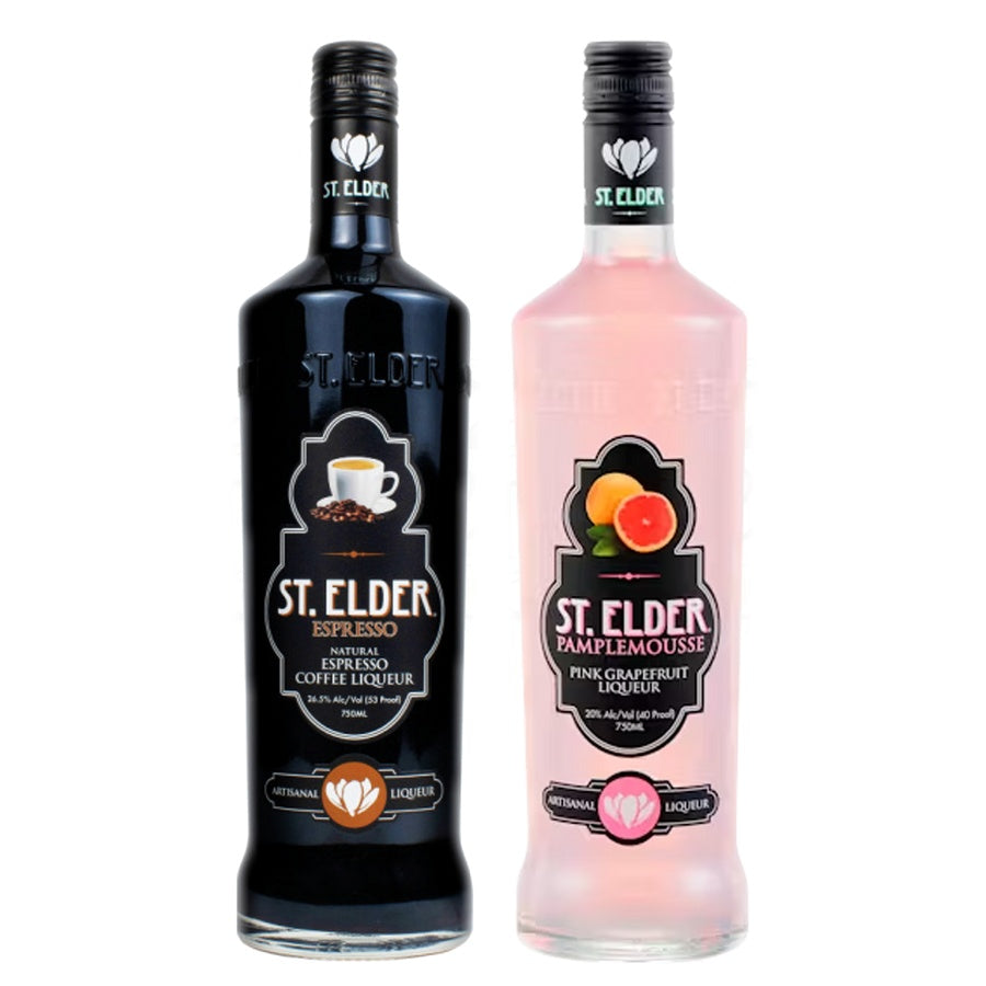 Saint Elder Liqueur Espresso and Saint Elder Liqueur Pampl Pink Grapefruit