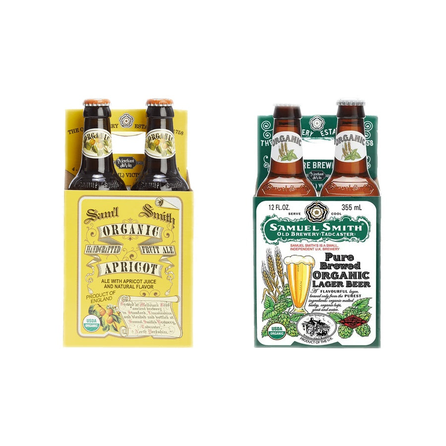 Samuel Smith Apricot Beer 12 Pack and Samuel Smith Organic Lager Beer Pure Brewed 12 Pack