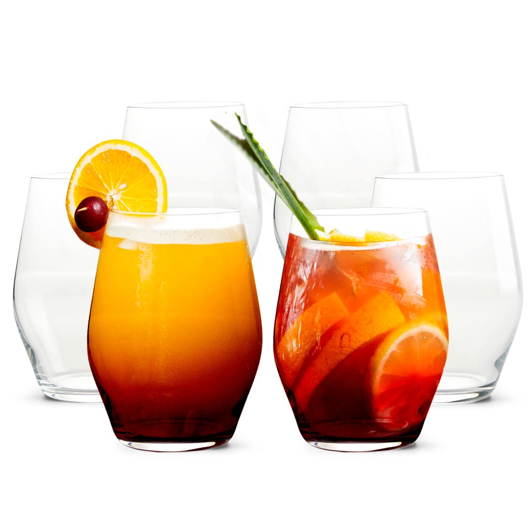 Sante Stemless Crystal Wine Glasses - Set of 6 - 15oz  BottleBuzz