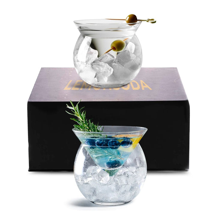 Stemless Martini Glasses with Chiller 7oz - BottleBuzz