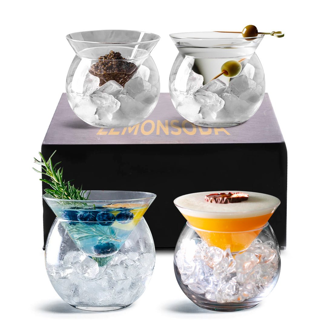 Stemless Martini Glasses with Chiller 7oz – BottleBuzz