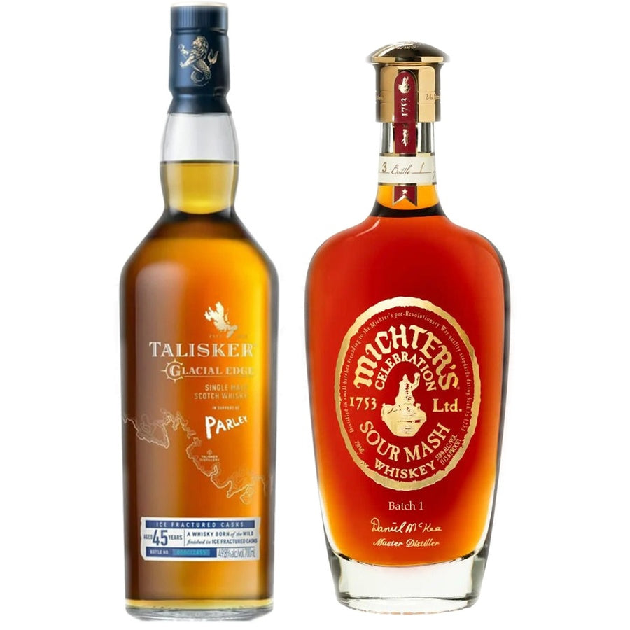 Talisker Single Malt Scotch Parley Glacial Edge 45 Yr and Michter's "Celebration" Sour Mash Batch 1