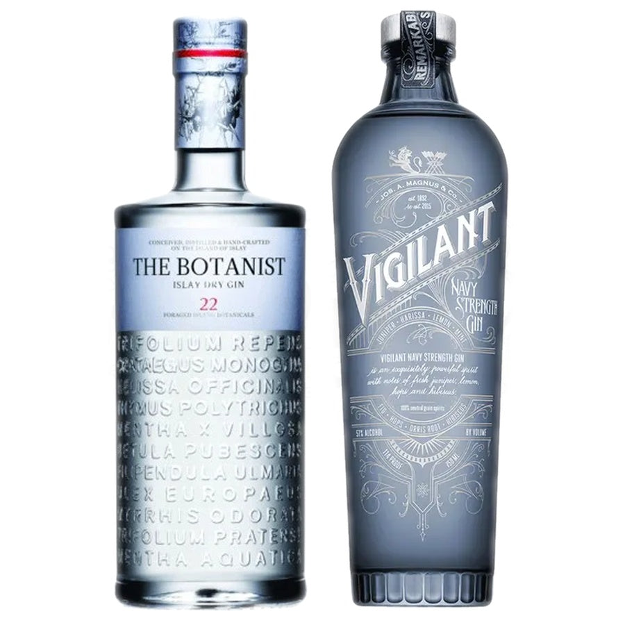 The Botanist Islay Dry Gin and Vigilant Gin Navy Strength