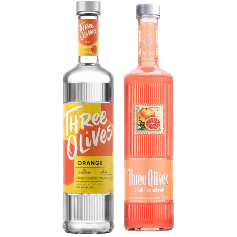Three Olives Orange Vodka and Three Olives Pink Grapefruit Vodka