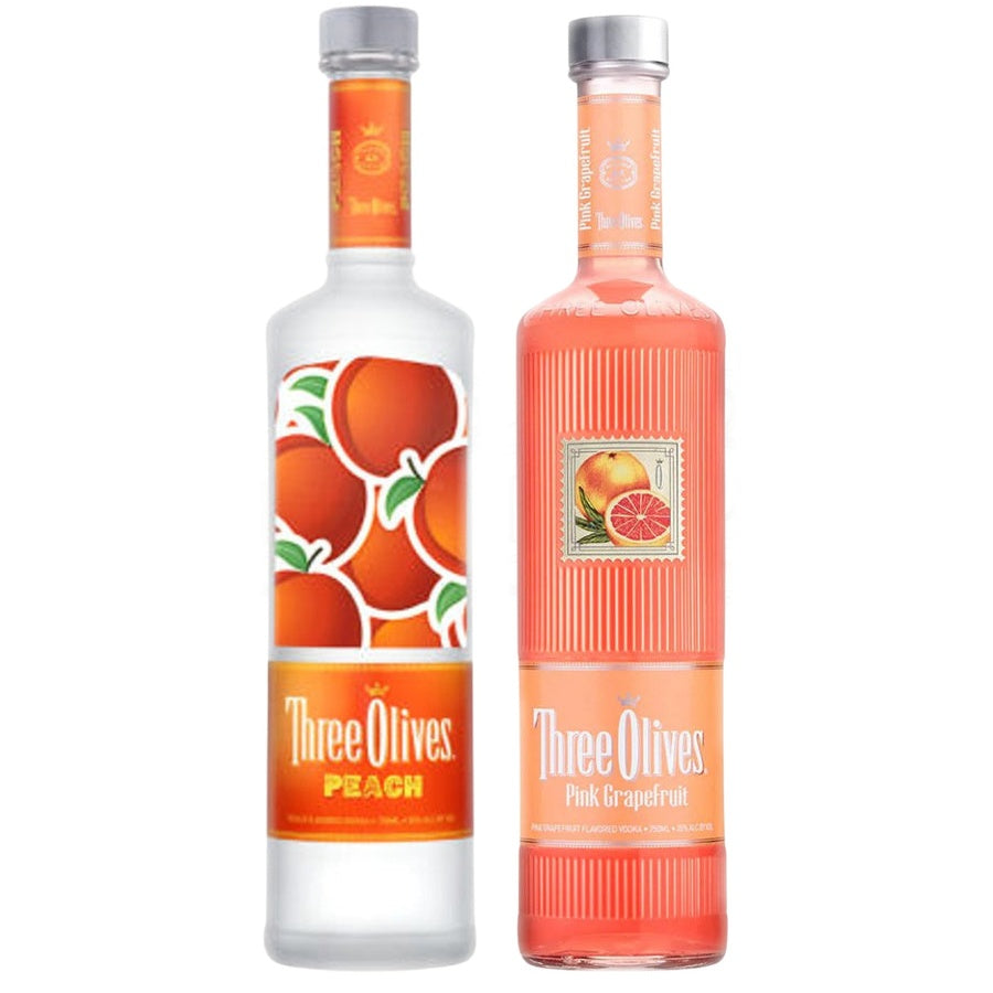 Three Olives Peach Vodka and Three Olives Pink Grapefruit Vodka