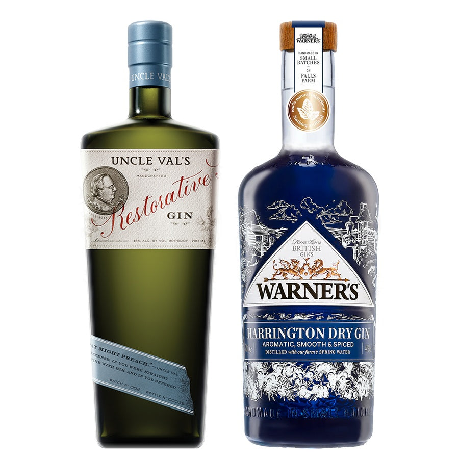 Uncle Vals Gin Restorative and Warners Gin Harrington Dry