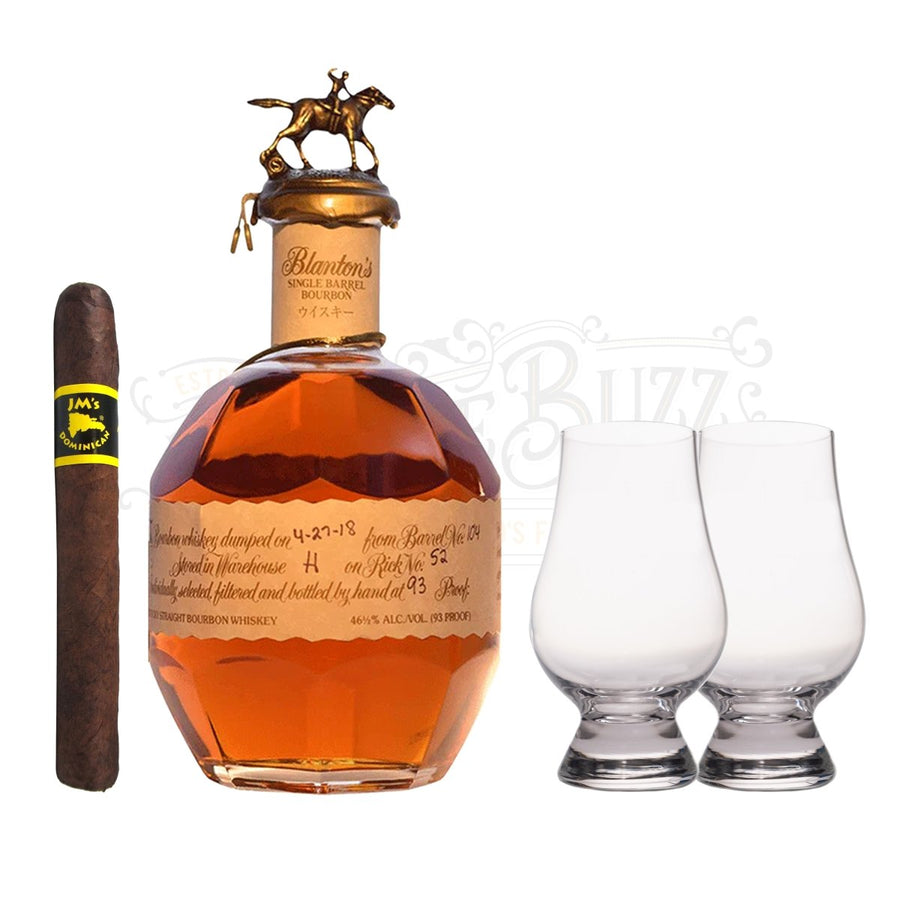 Blanton's Red Label with Glencairn Glass Set & Cigar - BottleBuzz