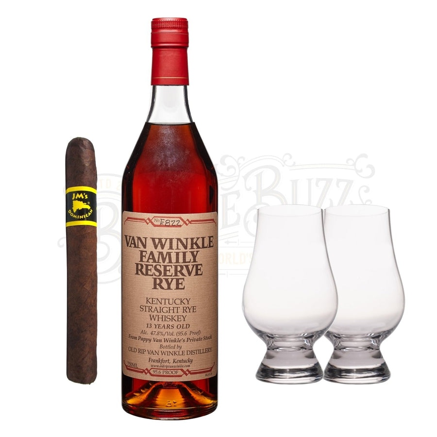 Pappy Van Winkle Family Reserve Rye Bourbon with Glencairn Set & Cigar Bundle - BottleBuzz