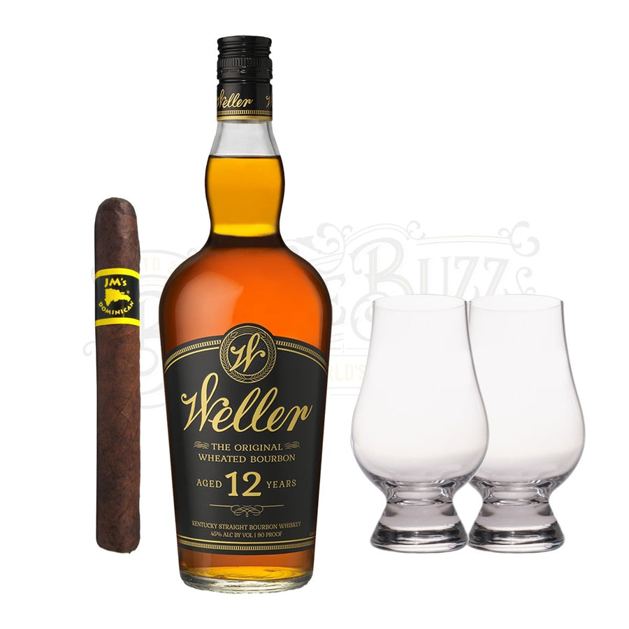 W.L. Weller 12 Year Bourbon with Glencairn Set & Cigar Bundle - BottleBuzz