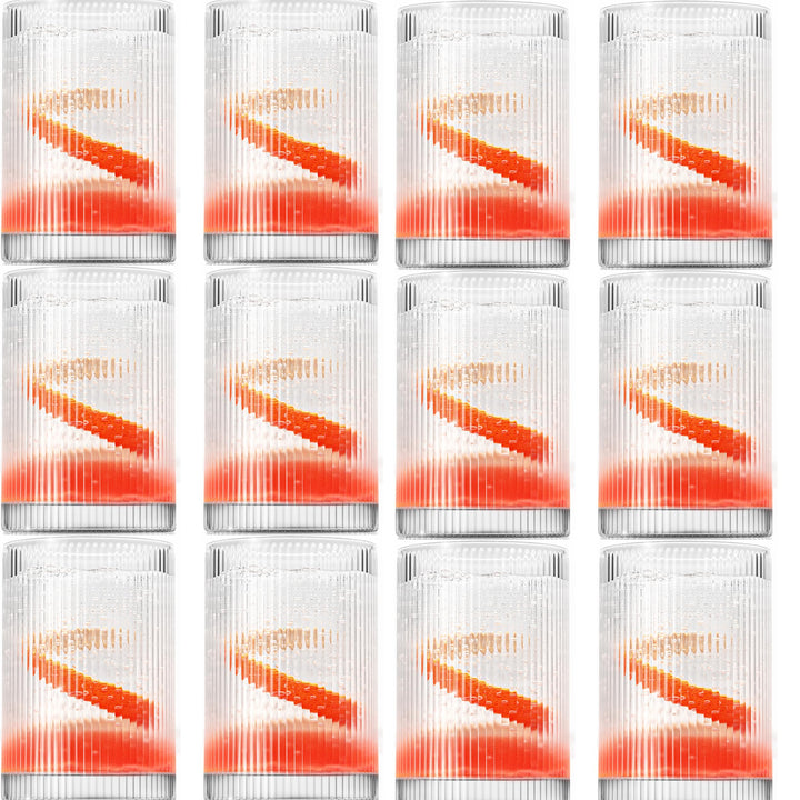 Vintage Straight Line Tumbler -  12oz (Set of 2 or 4)