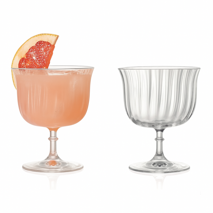 Rims Orient-Coupe Dessert/Paloma Ribbed Martini & Wine Glasses - (Lotus) - Set of 2 (270ml / 9.25oz)