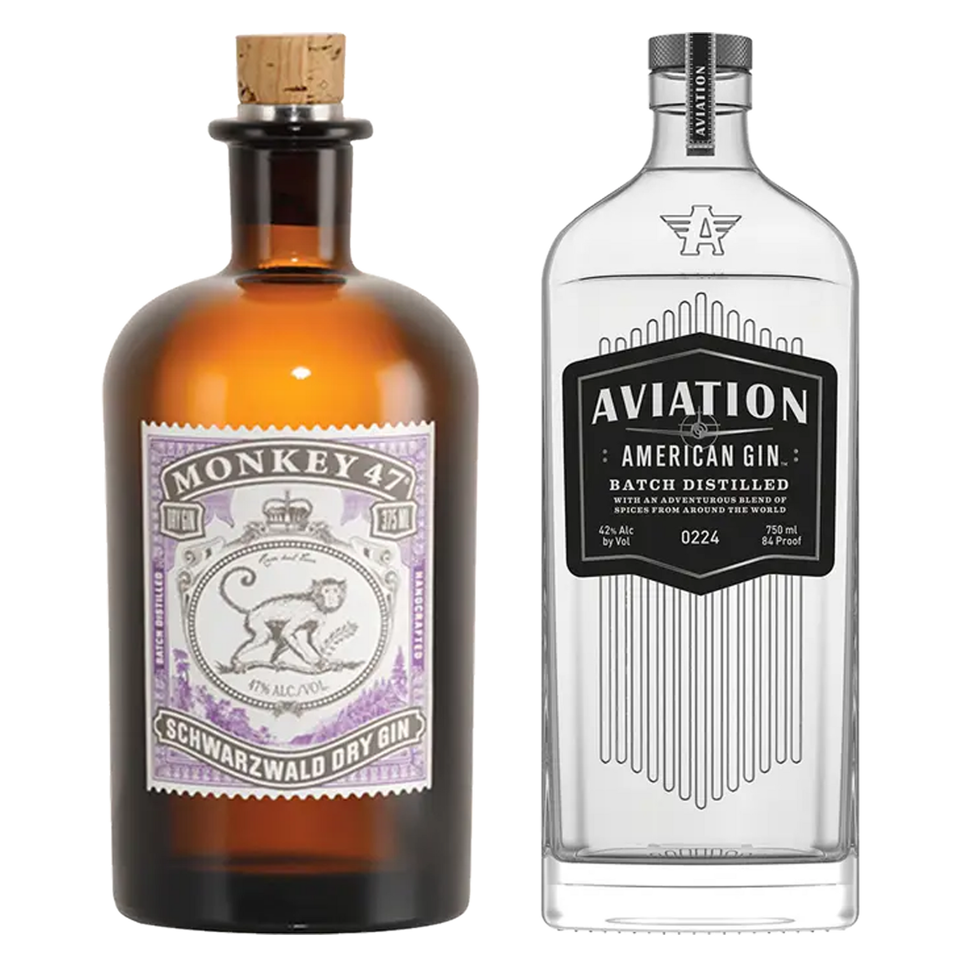 Monkey 47 Dry Gin Schwarzwald & Aviation American Gin Batch