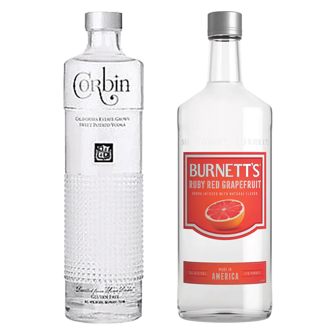 Corbin Sweet Potato Vodka & Burnett's Ruby Red Grapefruit Flavored Vodka Bundle