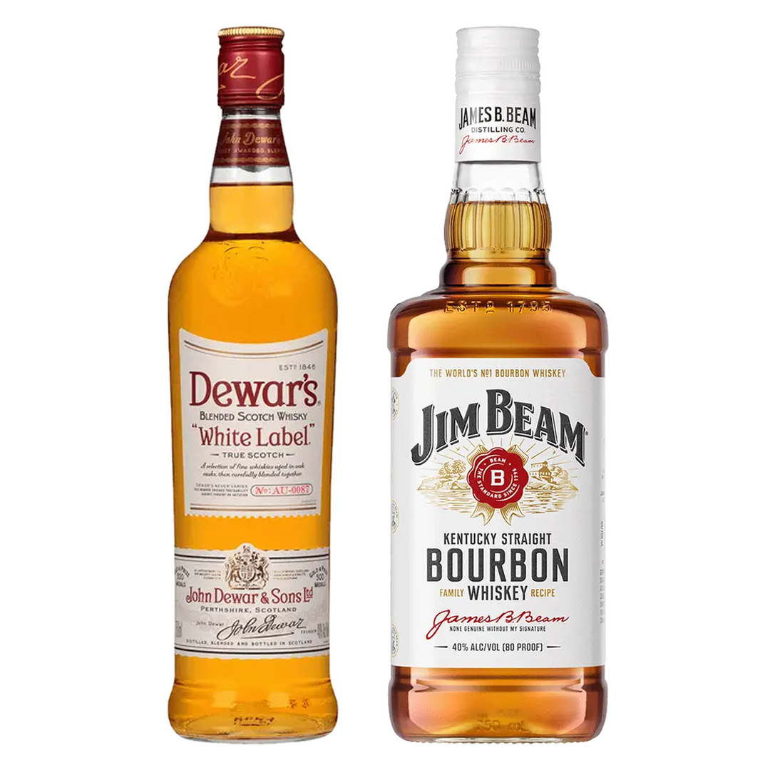 Dewar's Blended Scotch White Label & Jim Beam Straight Bourbon White Label Bundle