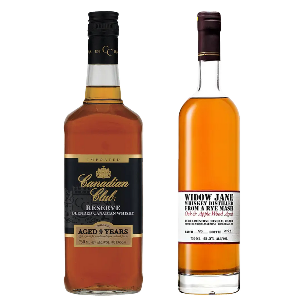 Canadian Club Canadian Whisky Reserve 9 Yr & Widow Jane Rye Whiskey Apple Wood Bundle