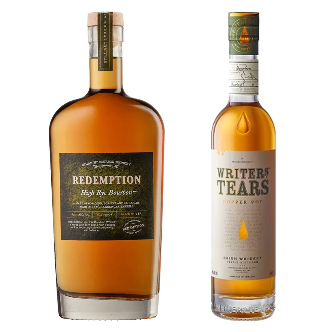 Redemption Straight Bourbon High Rye & Writers Tears Blended Irish Whiskey Copper Pot Bundle