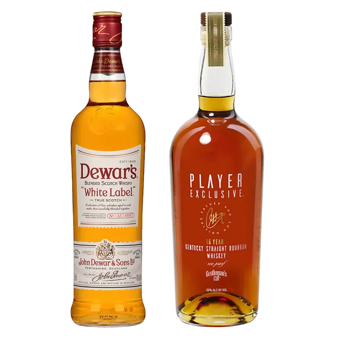 Dewar's Blended Scotch White Label & Gentleman's Cut Kentucky Straight Bourbon Player Exclusive Father & Son Edition 16 Yr Bundle