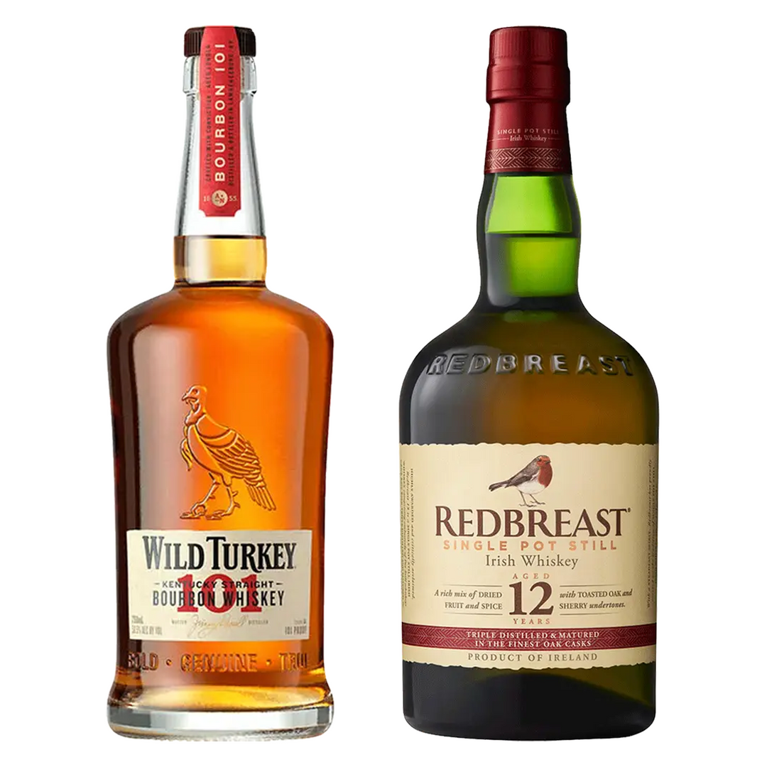 Wild Turkey Straight Bourbon & Redbreast Single Pot Still Irish Whiskey Cask Strength 12 Year Bundle