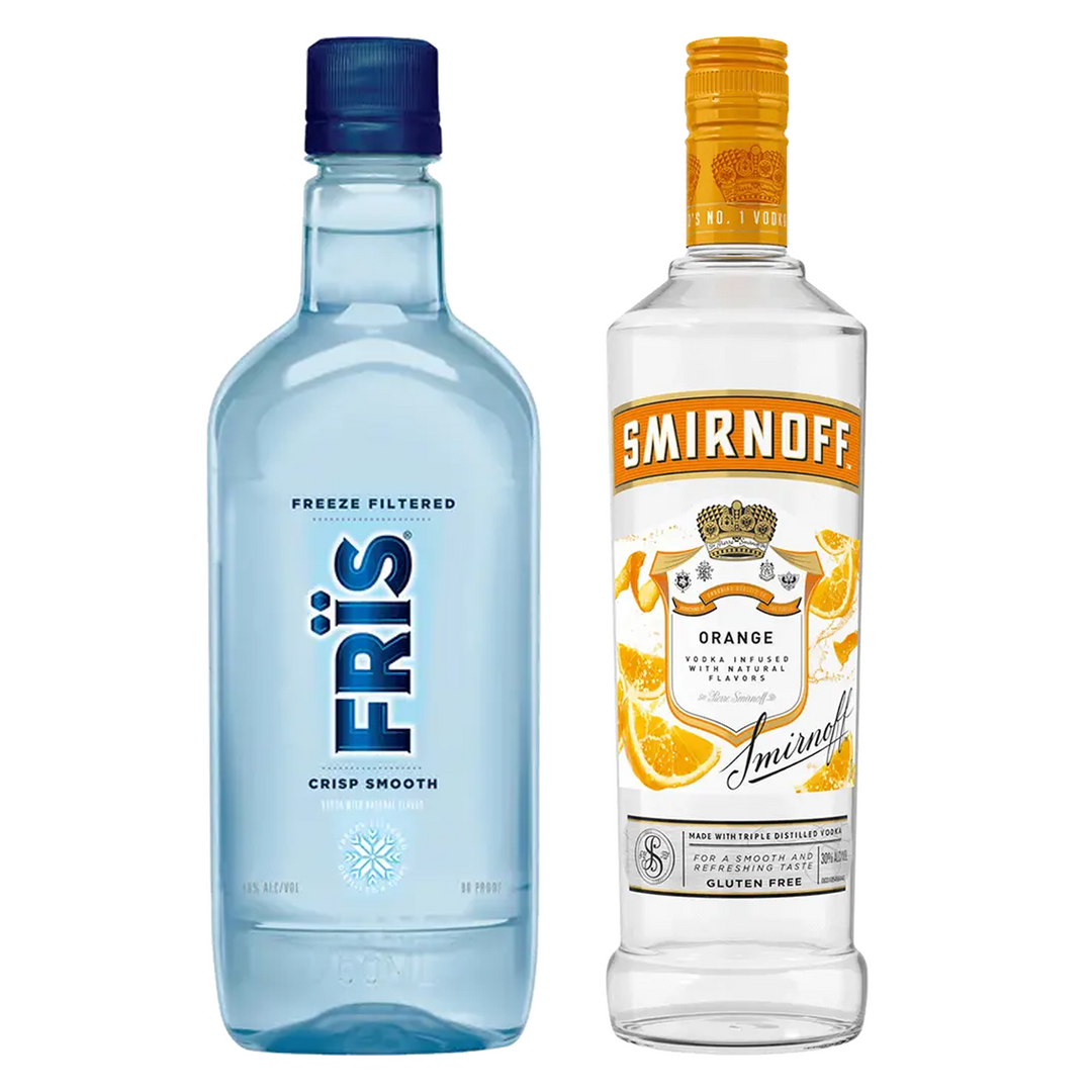 Fris Vodka & Smirnoff Orange Flavored Vodka Bundle
