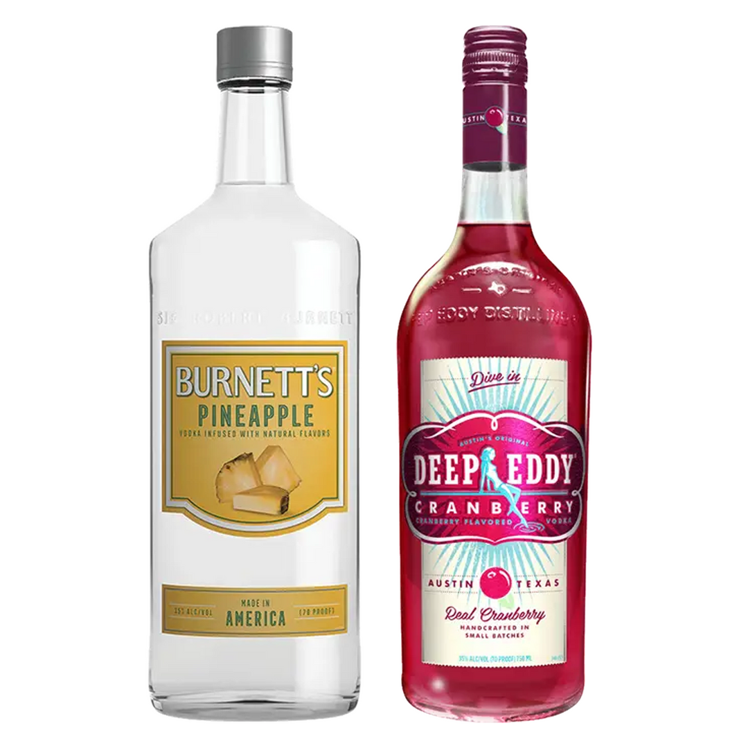 Burnett's Pineapple Flavored Vodka & Deep Eddy Cranberry Flavored Vodka Bundle