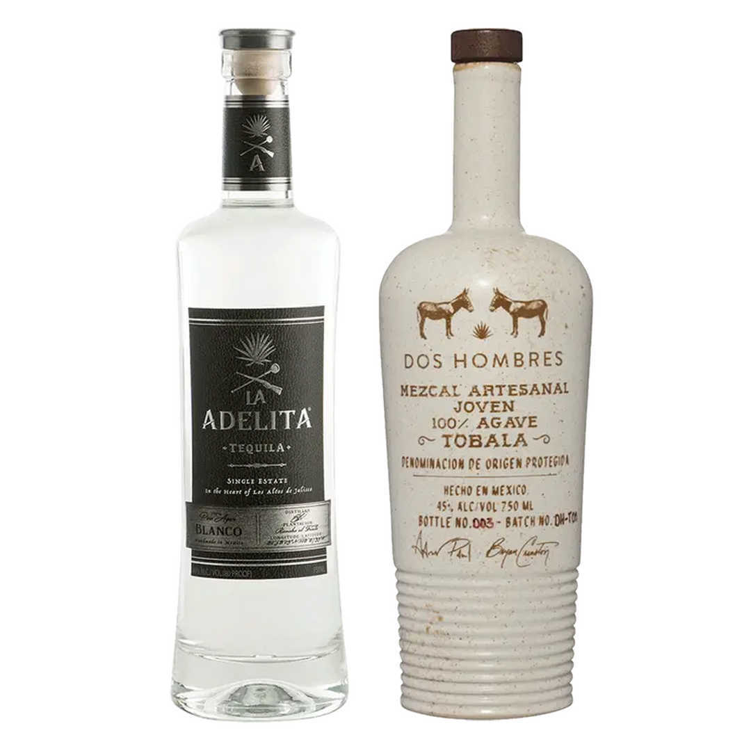 La Adelita Tequila Blanco & Dos Hombres Mezcal Artesanal Joven Tobala Bundle