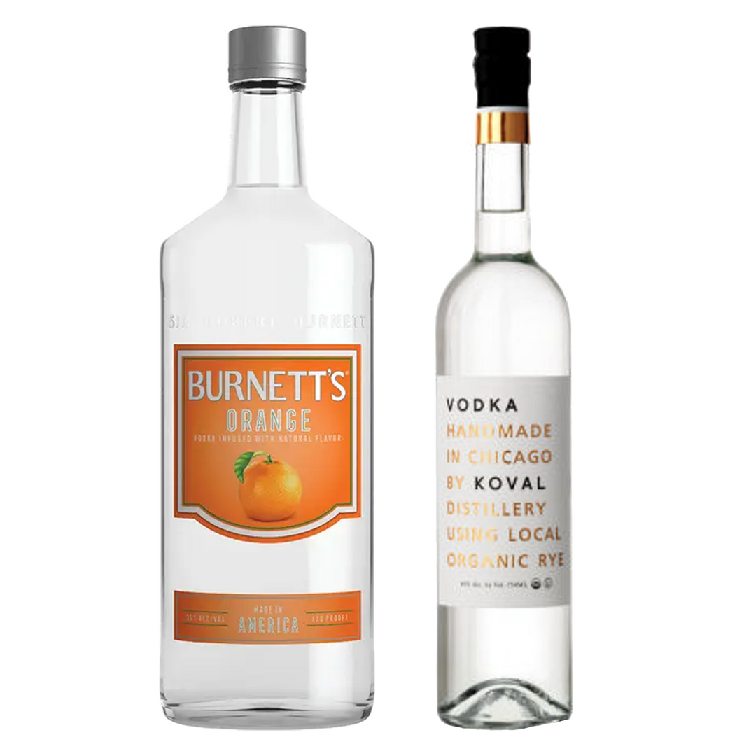 Burnett's Orange Flavored Vodka & Koval Rye Vodka Bundle