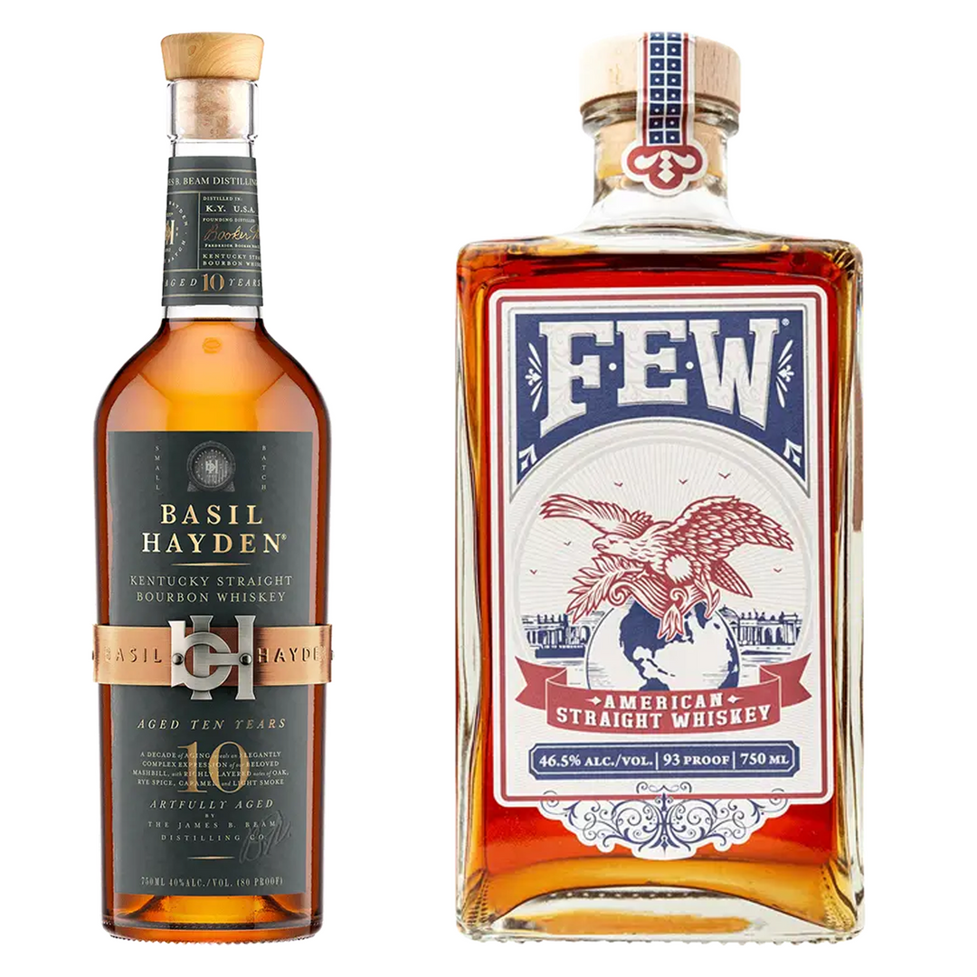 Basil Hayden's Straight Bourbon Artfully Aged 10 Yr & Few Straight Whiskey American Bundle