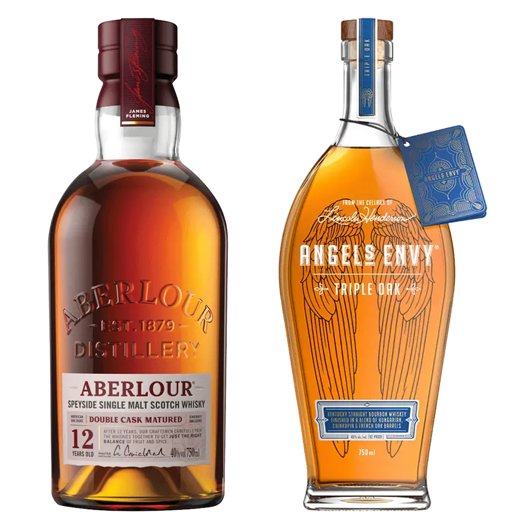 Aberlour Single Malt Scotch Double Cask Matured 12 Yr & Angel's Envy Straight Bourbon Triple Oak Bundle