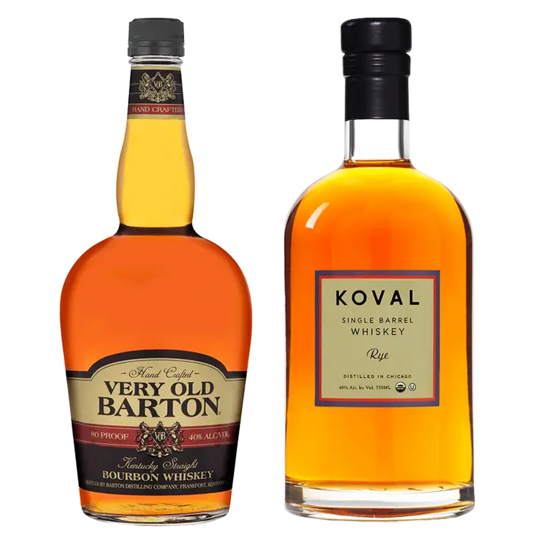 Very Old Barton Straight Bourbon & Koval Rye Whiskey Single Barrel Bundle