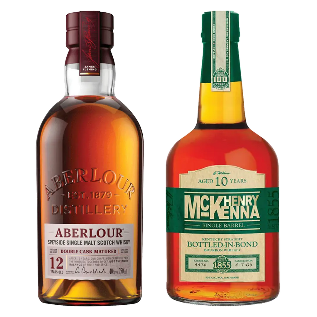 Aberlour Single Malt Scotch Double Cask Matured 12 Yr & Henry Mckenna Straight Bourbon Single Barrel Bottled In Bond 10 Yr Bundle