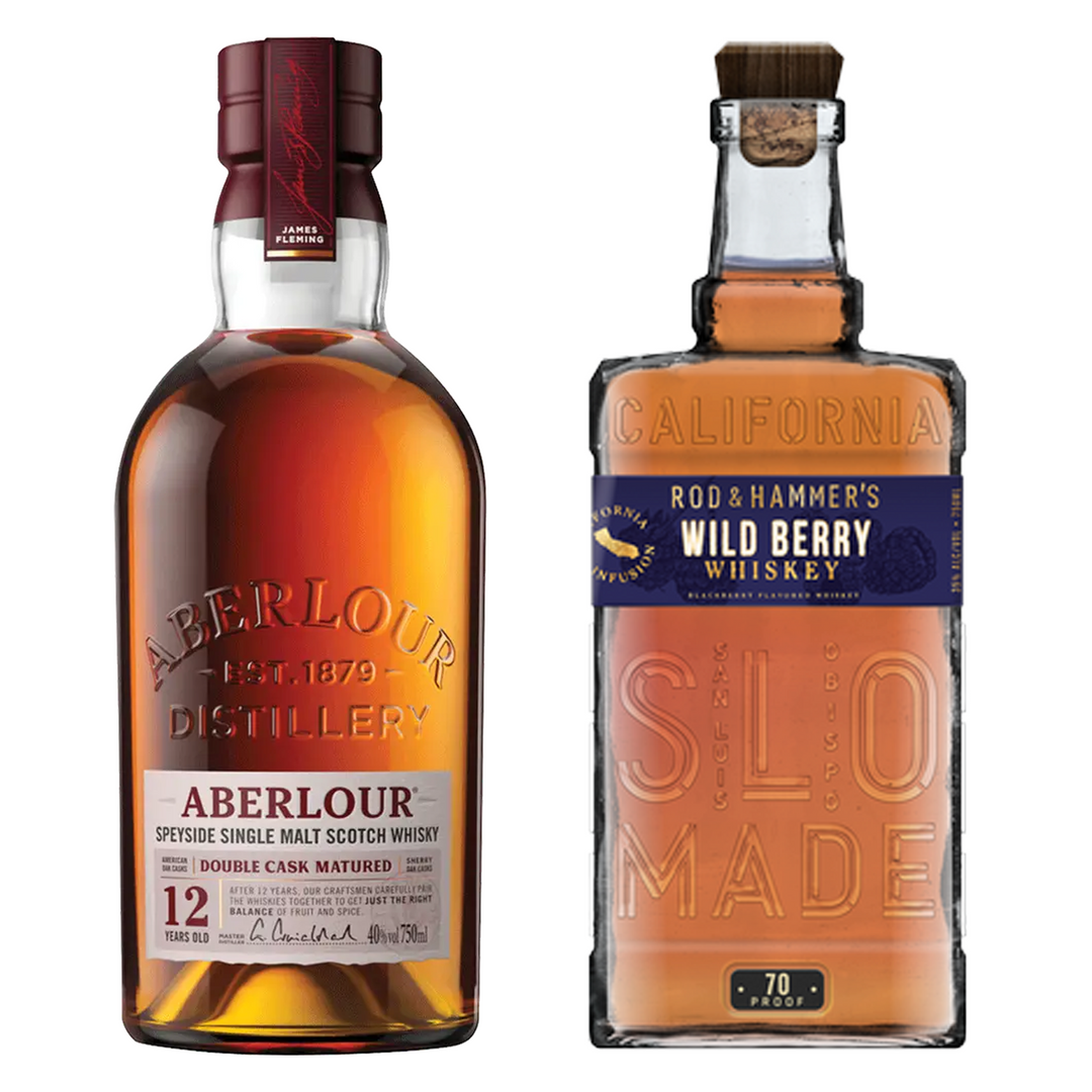 Aberlour Single Malt Scotch Double Cask Matured 12 Yr & Rod & Hammer's Wild Berry Flavored Whiskey Bundle