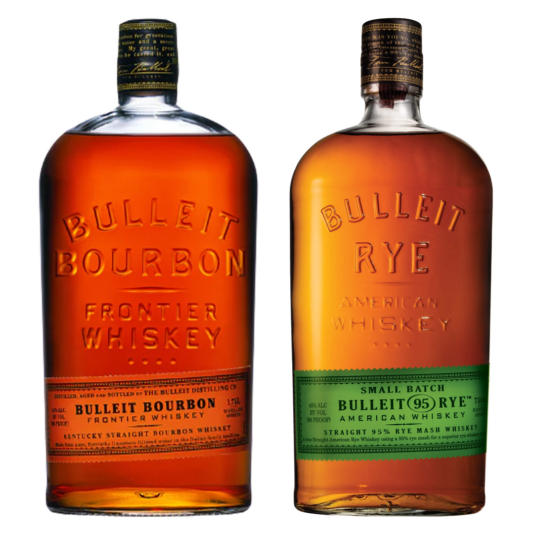 Bulleit Straight Bourbon Frontier Whiskey 6 Yr & Straight Rye Whiskey Small Batch Bundle