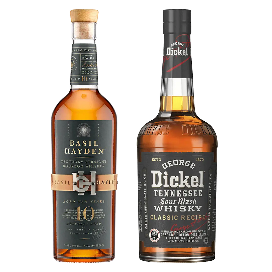 Basil Hayden's Straight Bourbon Artfully Aged 10 Yr & George Dickel Tennessee Whiskey Sour Mash Classic Recipe Bundle