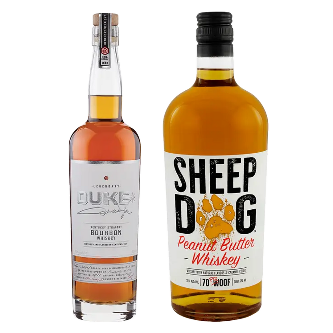 Duke Straight Bourbon & Sheep Dog Peanut Butter Whiskey Flavored Whiskey Bundle