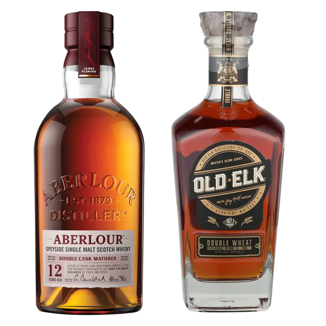 Aberlour Single Malt Scotch Double Cask Matured 12 Yr & Old Elk Straight Whiskey Double Wheat 2022 Bundle