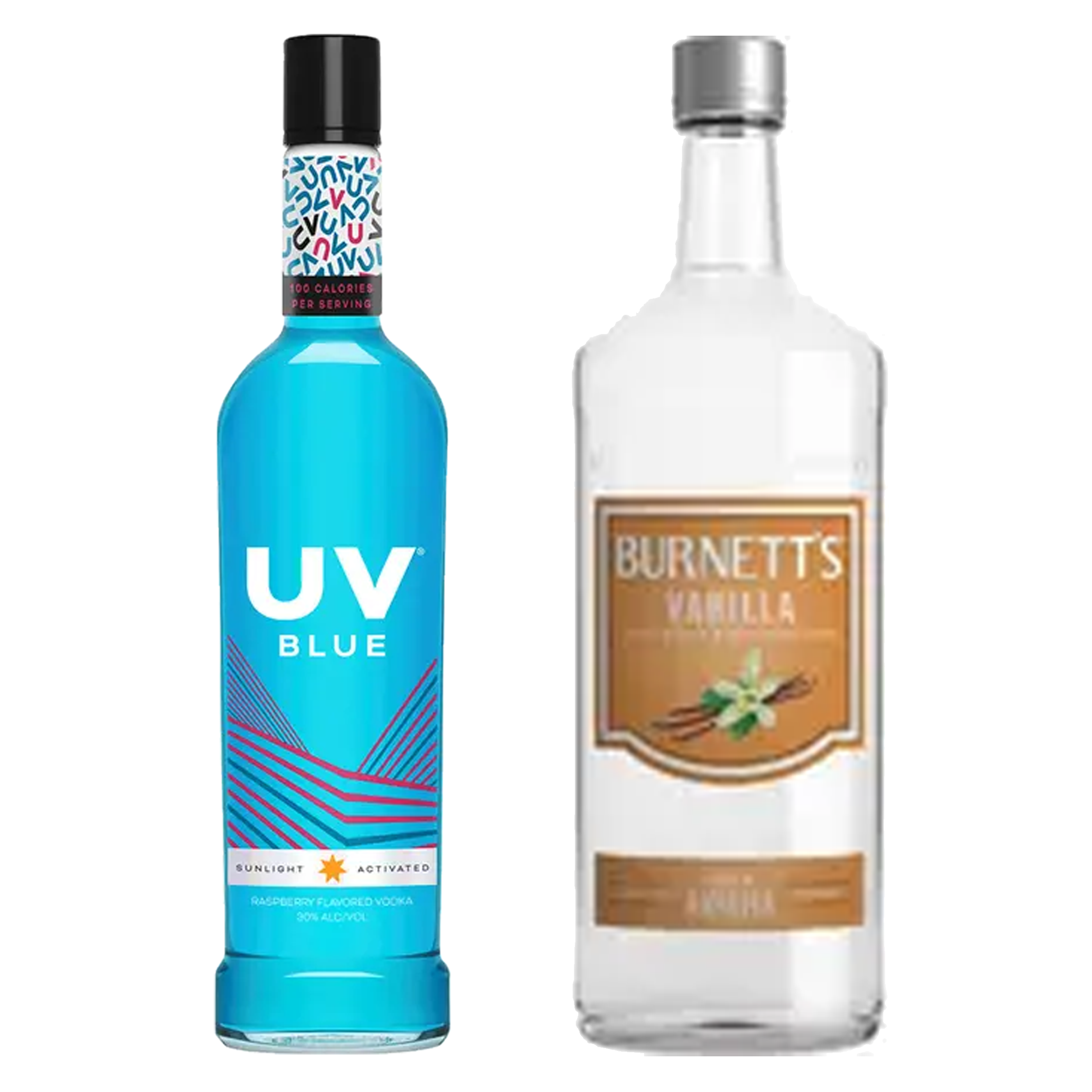 Uv Blue Raspberry Flavored Vodka & Burnett's Vanilla Flavored Vodka Bu ...