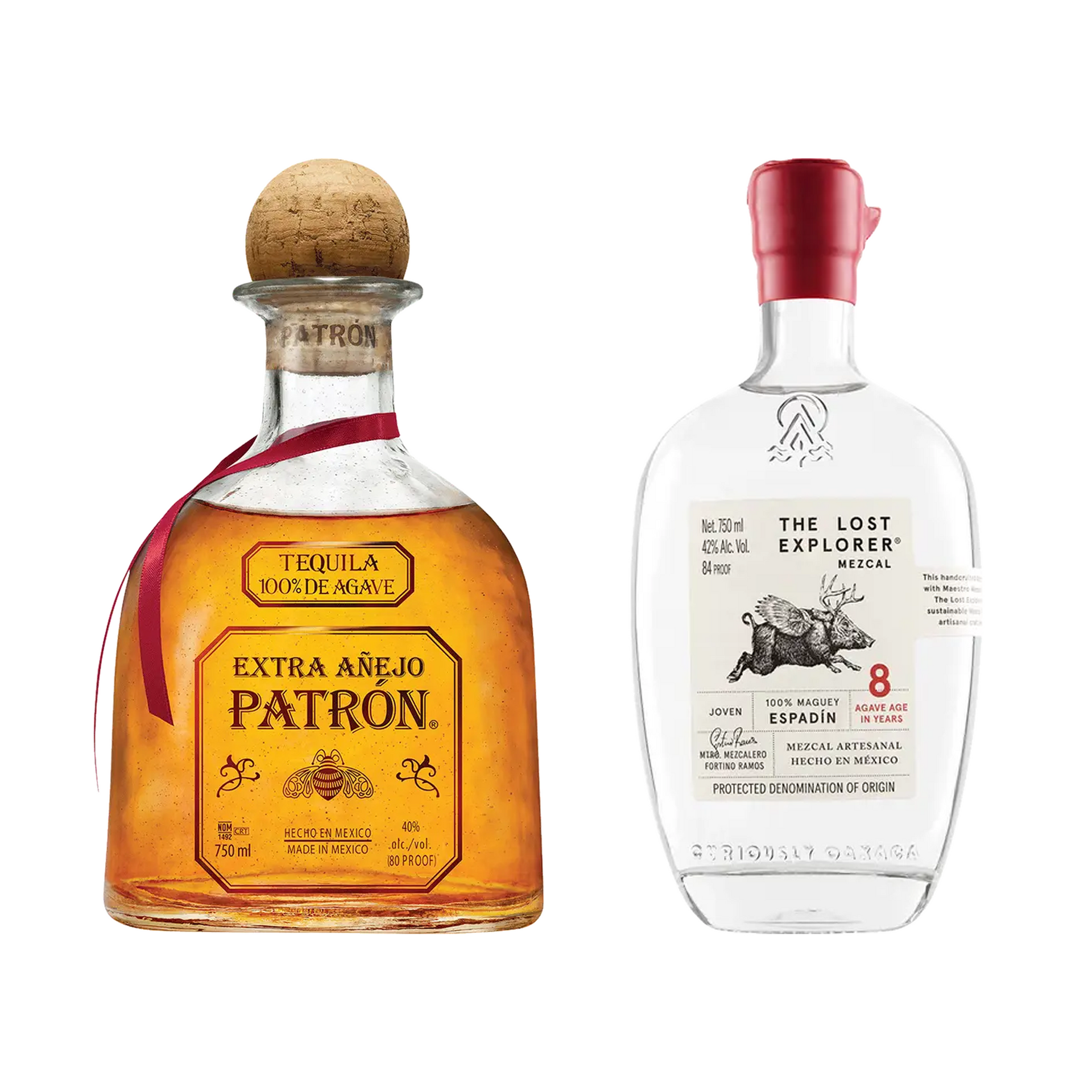 Patron Tequila Extra Anejo & The Lost Explorer Mezcal Espadin