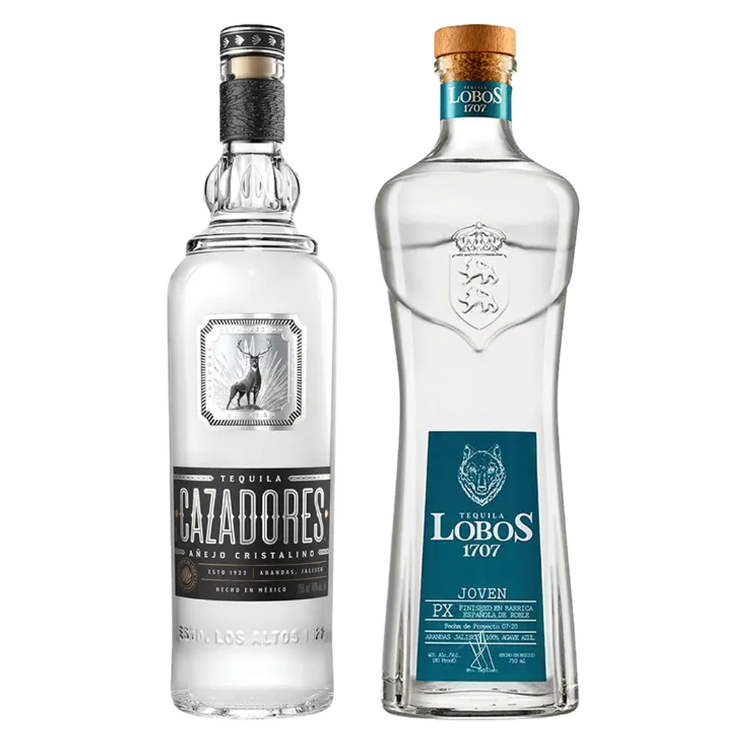 Cazadores Tequila Anejo Cristalino & Lobos 1707 Tequila Joven Bundle