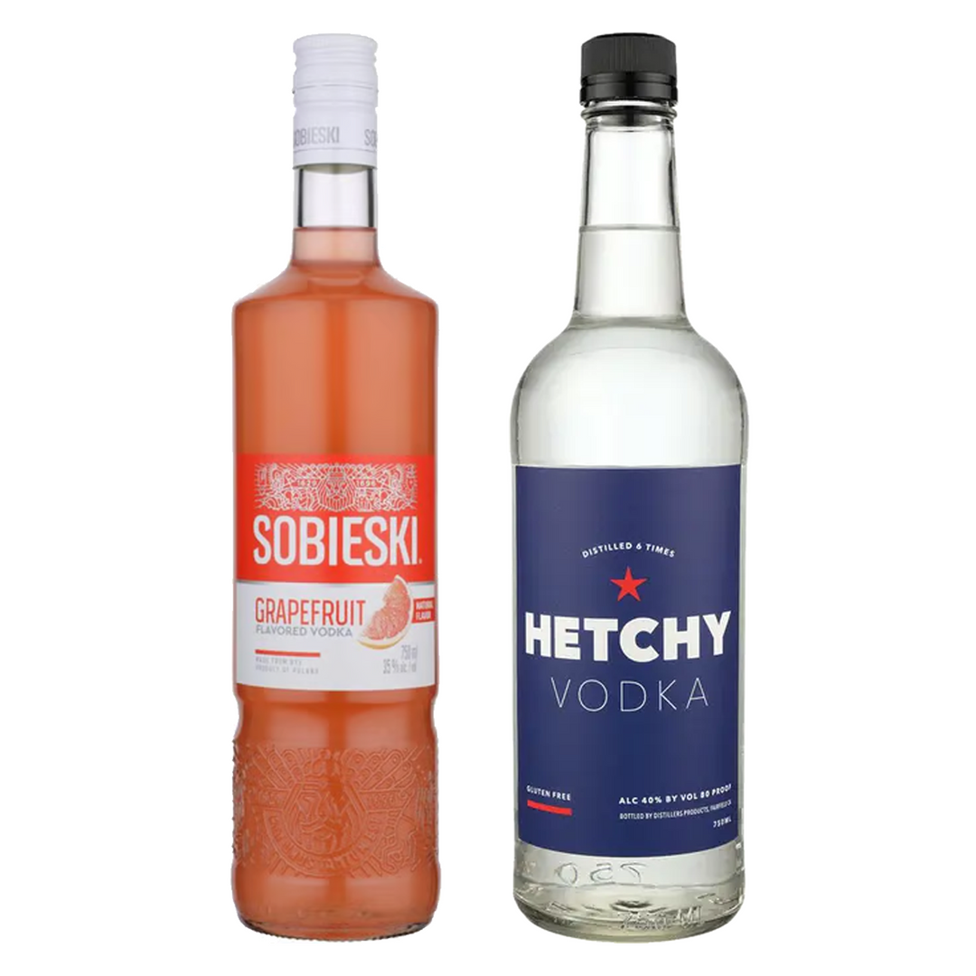 Sobieski Grapefruit Flavored Vodka & Hetchy Vodka Bundle