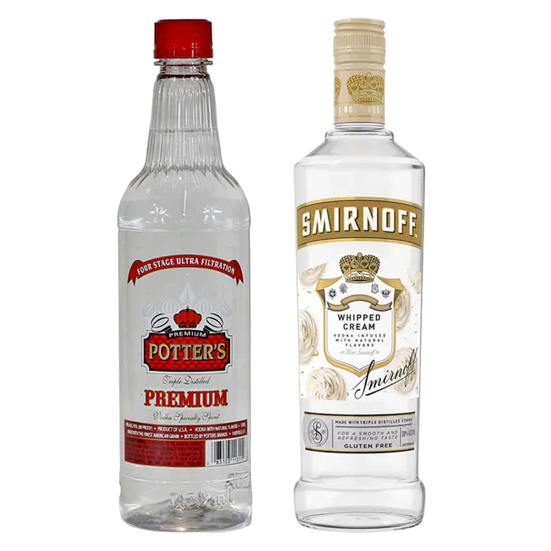 Potter's Vodka & Smirnoff Whipped Cream Flavored Vodka Bundle
