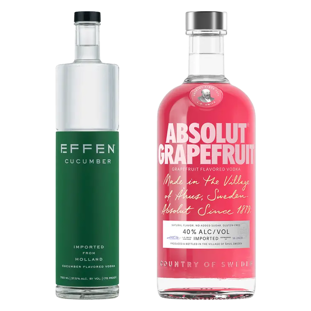 Effen Cucumber Flavored Vodka & Absolut Grapefruit Flavored Vodka Bundle