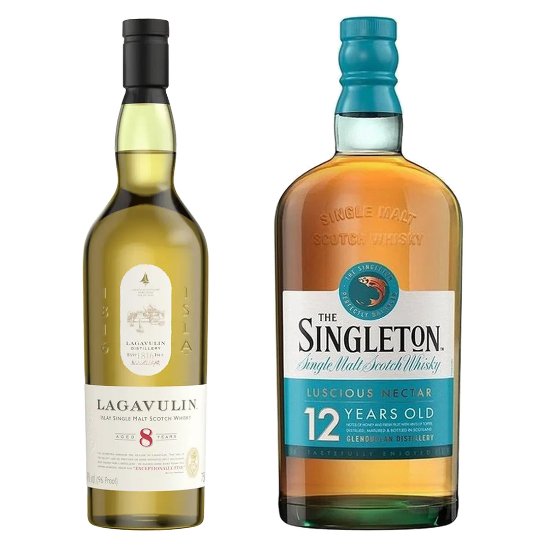 Lagavulin Single Malt Scotch 8 Yr & The Singleton Of Glendullan Single Malt Scotch 12 Yr Bundle
