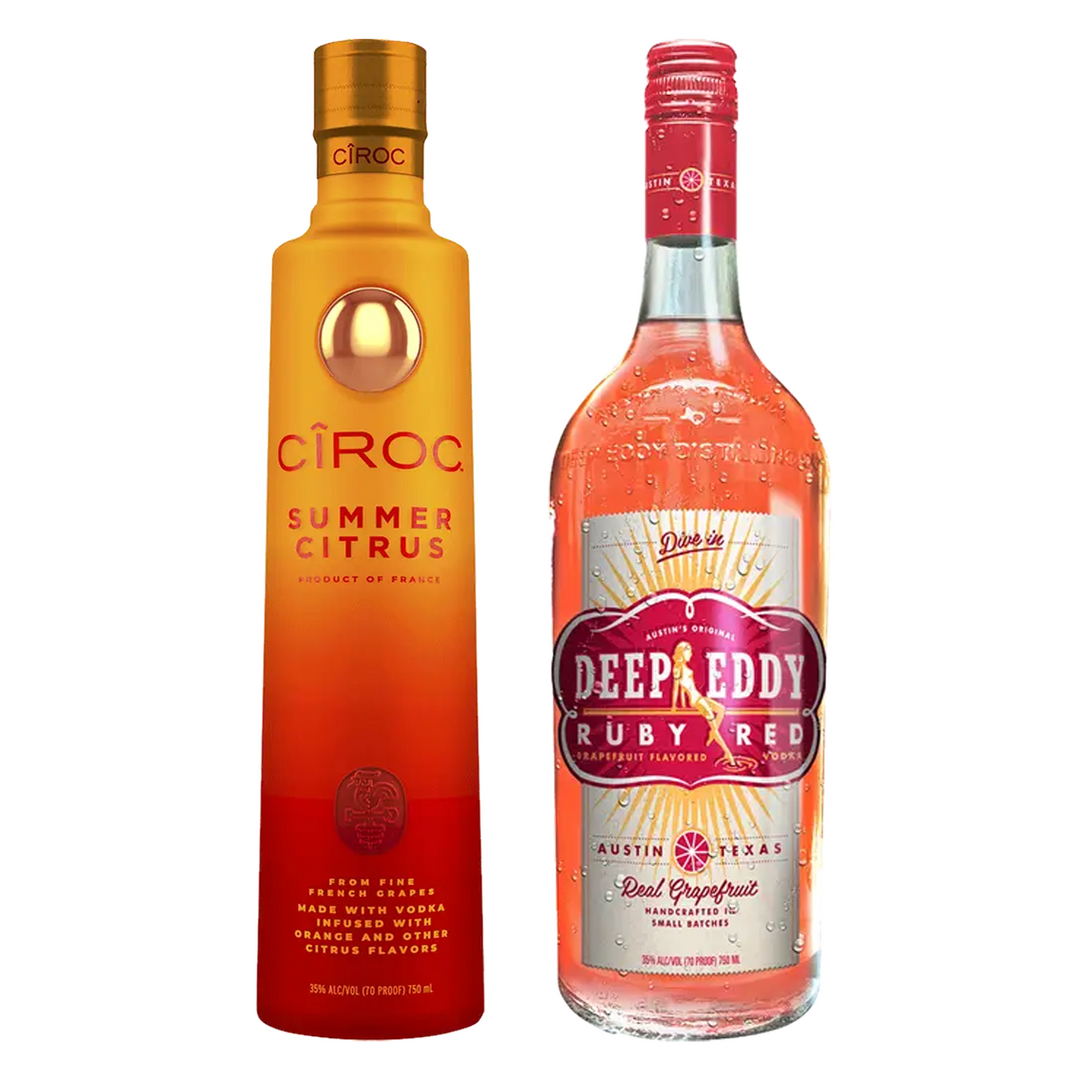 Ciroc Summer Citrus Flavored Vodka & Deep Eddy Ruby Red Grapefruit Flavored Vodka Bundle
