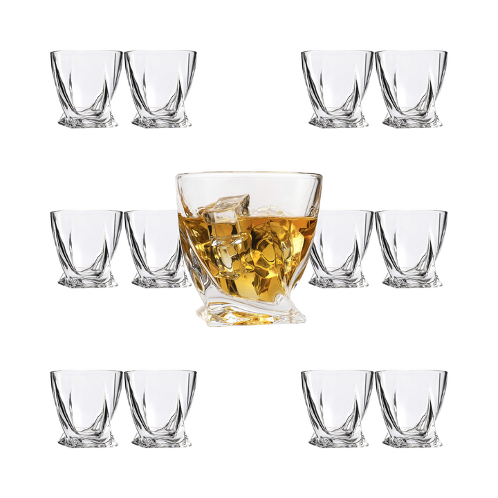 Premium Twisted Whiskey Glasses Set of 4 (10oz)
