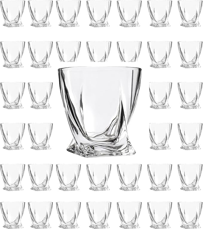 Premium Twisted Whiskey Glasses Set of 4 (10oz)