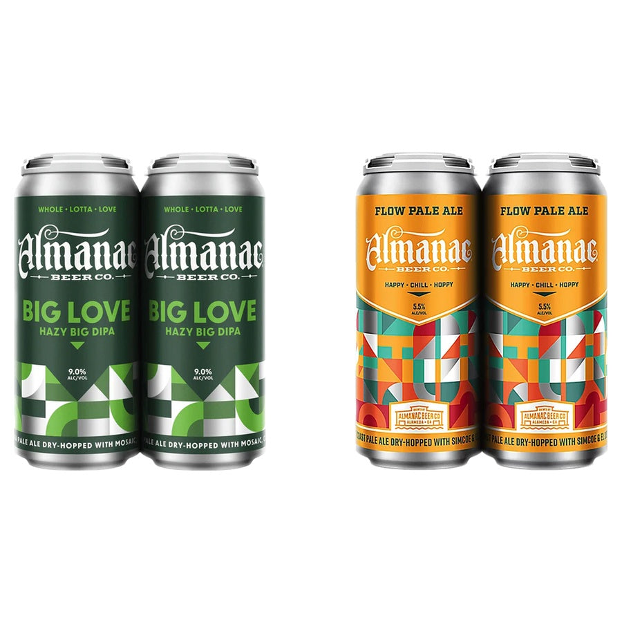 Almanac Big Love Hazy Double IPA Can 24 Pack and Almanac Flow West Coast Pale Can 24 Pack