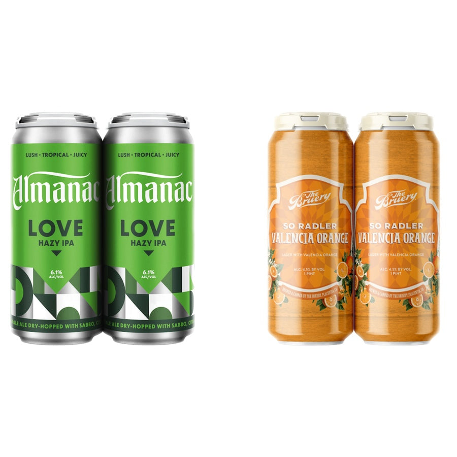 Almanac Love IPA Can 24 Pack and Bruery So Radler Valencia Orange 24 Pack