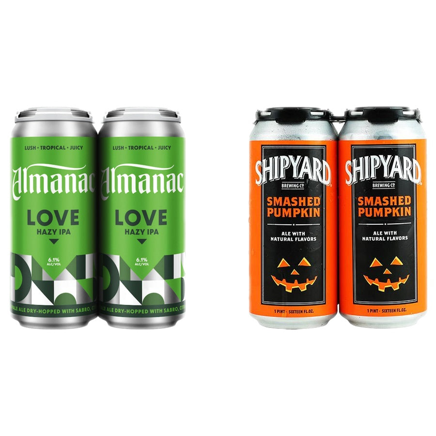 Almanac Love IPA Can 24 Pack and Shipyard Smashed Pumpkin 24 Pack